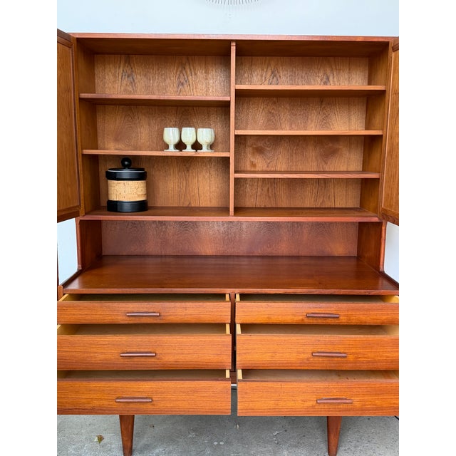 Mid-Century Modern Mid-Century Danish Modern Teak Hutch With Woven Cane Doors For Sale - Image 3 of 12