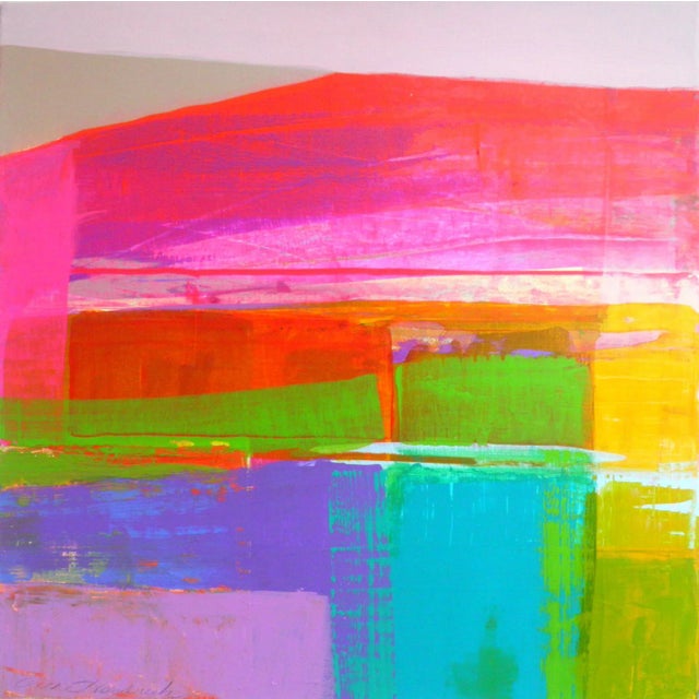 Abstract "Landscape Design 3" Acrylic Painting by Cathe Hendrick For Sale - Image 3 of 3