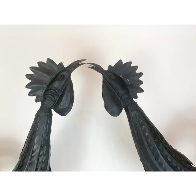 Pair of Vintage Wrought Iron Roosters For Sale - Image 10 of 12