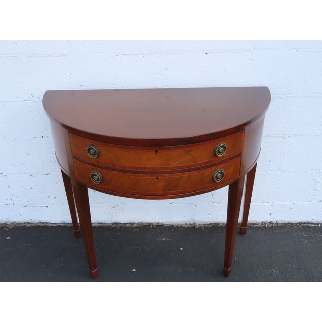 Wood 1940s Demilune Console Table Buffet Server 6562 For Sale - Image 7 of 18