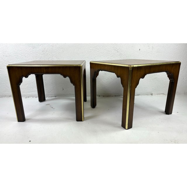 Brown Mid-Century Vintage Walnut Side Tables After Baker Furniture For Sale - Image 8 of 9