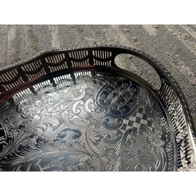 English Sheffield Silver Plate Reticulated Gallery Tray For Sale - Image 3 of 11
