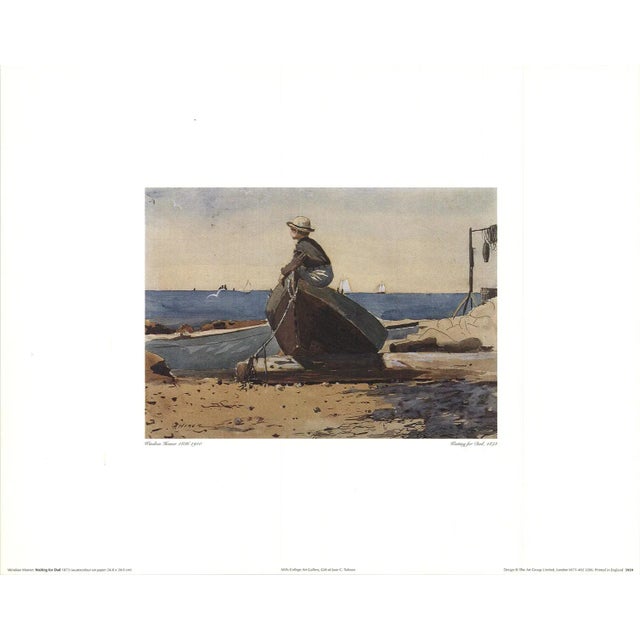 1990s Winslow Homer 'Waiting for Dad' Modernism Offset Lithograph For Sale - Image 5 of 5