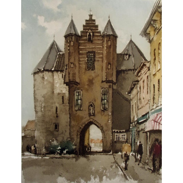 Impressionist Roger Hebbelinck Hand Signed Vintage Aquatint Etching Castle For Sale - Image 3 of 8