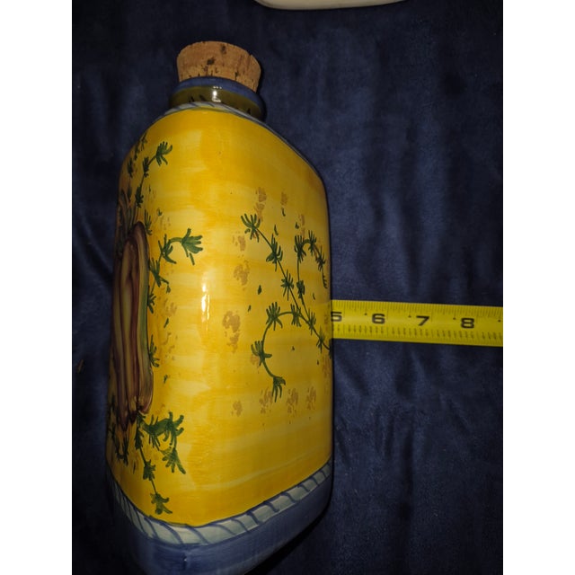 Hand-Painted Italian Ceramic Oil and Vinegar Bottles Fd For Sale - Image 4 of 6