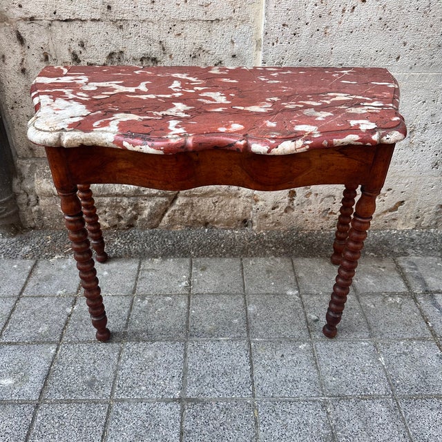 Wood Louis XV Console in Marble and Walnut, France, 18th Century For Sale - Image 7 of 18