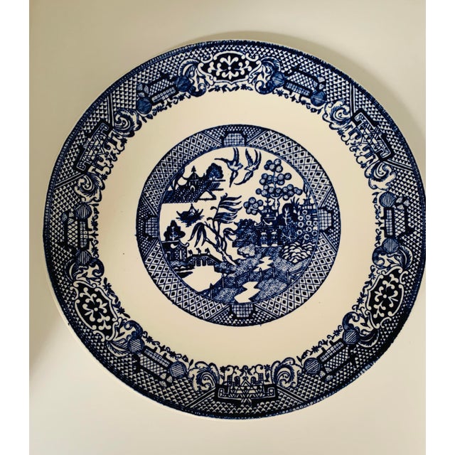 Chinoiserie Vintage Blue Willow Transferware Plates - 9 Pieces For Sale - Image 3 of 6