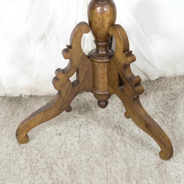 19th Century French Carved Oval Shaped Walnut Jardinière Planter on Tripod Stand For Sale - Image 9 of 12