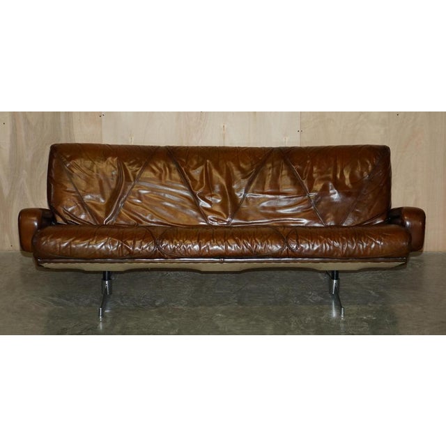 Mid-Century Modern Hand Dyed Brown Leather Sofa by Marcel Breuer For Sale - Image 10 of 15