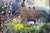 Beautiful oil on canvas cottage scene by Alojzy Balcerzak (Polish, 1930–2021). Thatch-roofed cottage set in a flower...