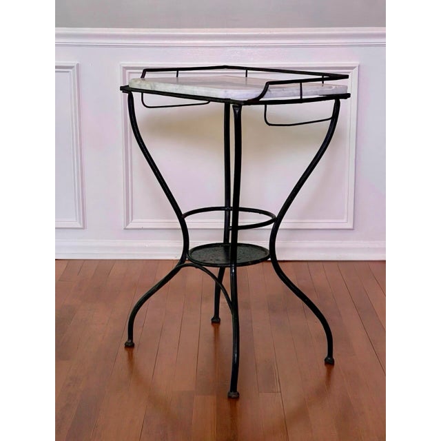 Metal Art Deco Iron and Marble Industrial Table for Kitchen, Bathroom, Patio, 1930s For Sale - Image 7 of 17