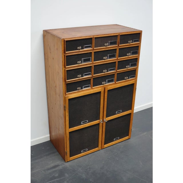 Industrial Industrial German Oak and Pine Apothecary Cabinet, Mid-20th-Century For Sale - Image 3 of 16