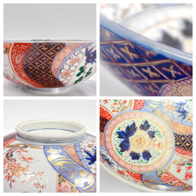 Antique Japanese Meiji Period Imari Porcelain Punch Bowl or Centerpiece For Sale - Image 11 of 12