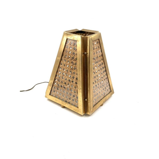 1970s Hollywood Regency Italian Lamps in Brass and Vienna Straw, 1970s, Set of 2 For Sale - Image 5 of 18