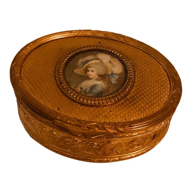 Late 19th Century Antique French Bronze Dore Portrait Box For Sale