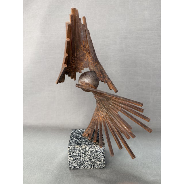 Sergio Castillo Mandiola, Abstract Sculpture, Chile, 1980s, Iron on Granite Base For Sale - Image 11 of 11