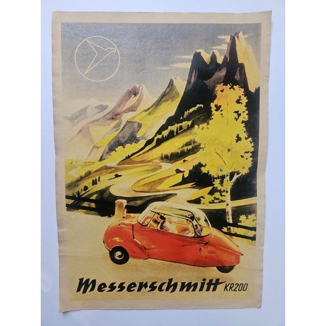 Vintage Art Deco Messerschmitt Automobile Advertising Poster, 1930 For Sale - Image 3 of 8