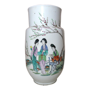 Rare Antique Republic of China Chinese Porcelain Pottery Famille Rose Vase Jar