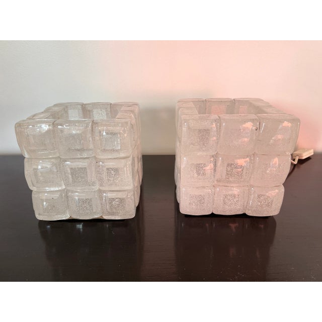 1970s Glass Cube Lamps by Poliarte, Italy - a Pair For Sale - Image 9 of 11