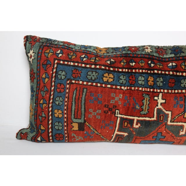 Antique Made in Caucasian Kazak Rug Sofa Pillow Cover -19'' X 39'' For Sale - Image 4 of 13