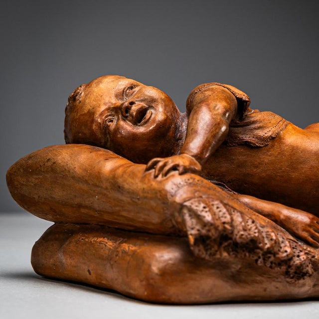 Reclining Infant in Terracotta by F. Sans For Sale - Image 6 of 9