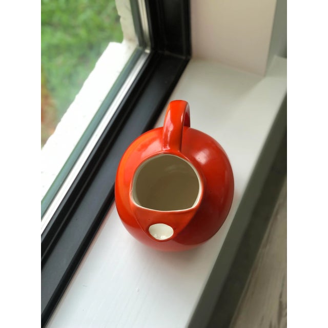 Art Deco Tilted Balloon Pitcher in Tomato Red C. 1950s For Sale - Image 4 of 7