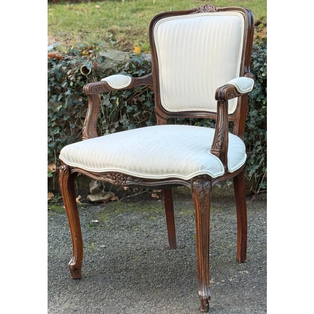 French Late 20th Century French Louis XV Fauteuil Armchairs - A Pair For Sale - Image 3 of 12