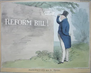 Handwriting Upon the Wall – Reform Bill! - Lithograph by J. Doyle - 1831 1831