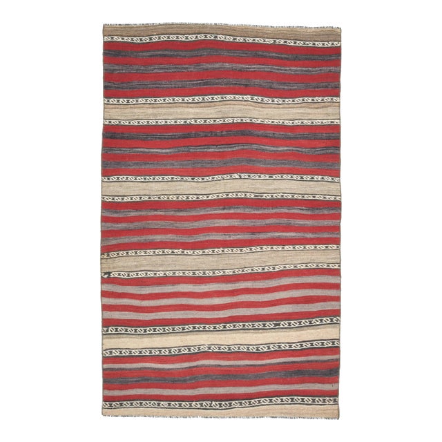 1970s Vintage Turkish Oushak Handmade Wool Cotton Red Runner Rug For Sale