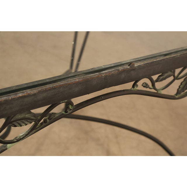 Vintage Glass Top Wrought Iron Patio Table For Sale - Image 12 of 18