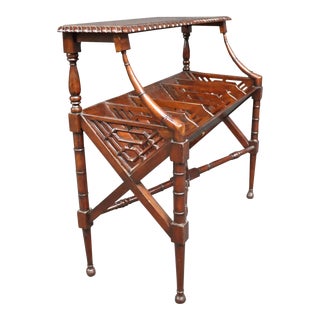 Chippendale Mahogany Faux Bamboo Book Trough Console Table For Sale