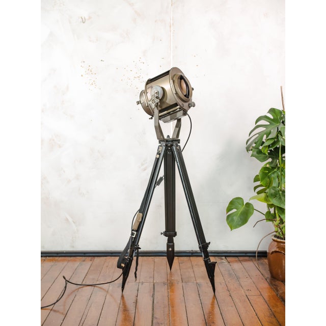 1960s Industrial Tripod Theater Spotlight Floor Lamp from ADB Belgium, 1960s For Sale - Image 5 of 18