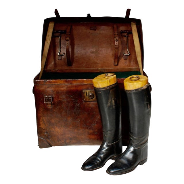 Victorian Leather Boot Trunk from Peal & Co London, 1880 For Sale