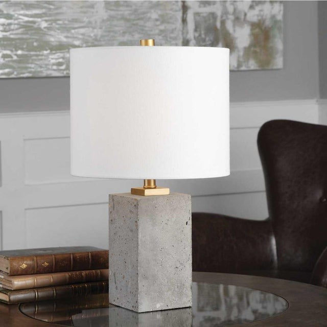 Modern Concrete Base Petite Accent Lamp For Sale - Image 3 of 4
