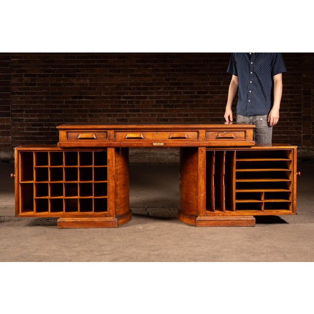 c. 1890s-1910s; Wooton Desk Co. - Indianapolis, Indiana Quarter-sawn oak rotary office desk featuring Wooton's patented...