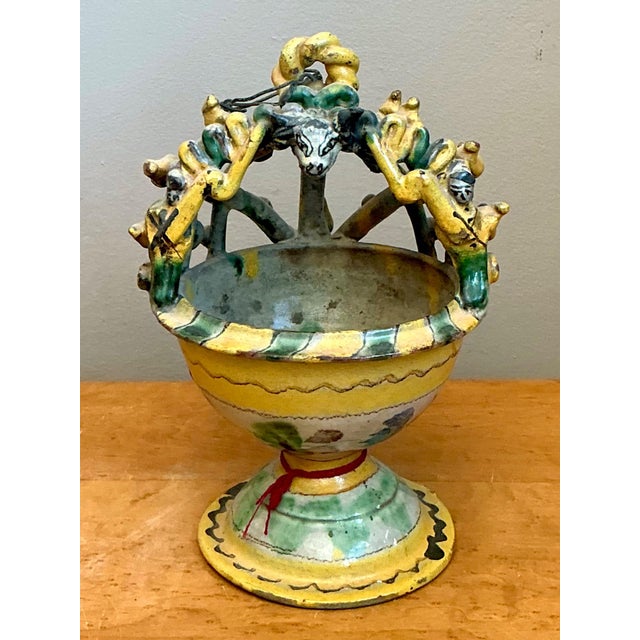 Green Vintage Polychromed Ceramic Incensario For Sale - Image 8 of 14
