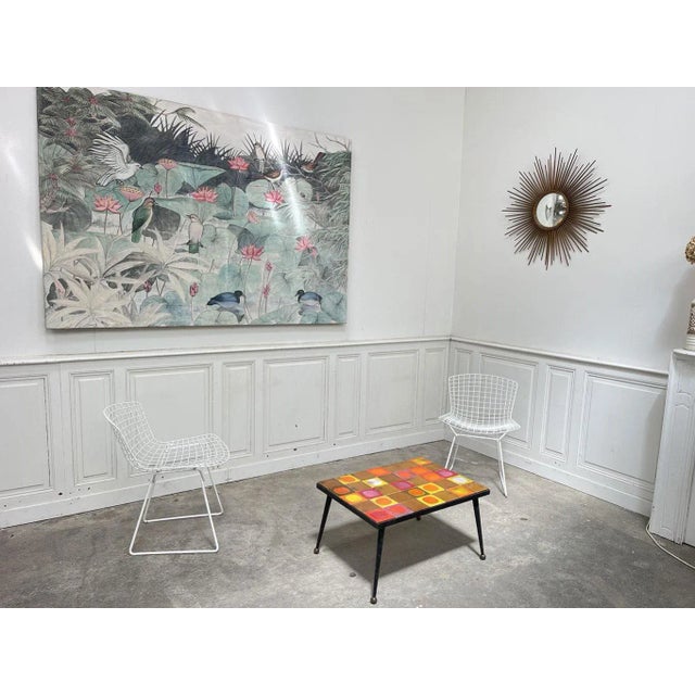 Planets coffee table in ochre, pink, and orange tones, by Roger Capron, a great master ceramist and French designer from...