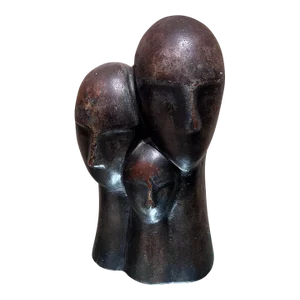 1970s Modernist 3-Head Sculpture Terracotta Bronze Art