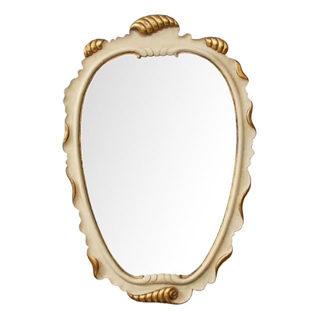 Large Mirror in Lacquered and Gilded Wood with Scrolls and Floral Motifs by Paolo Buffa, 1940s For Sale