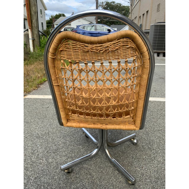Daystrom Furniture Mid Century Chrome and Wicker Swivel Vanity/Desk Chair For Sale In New York - Image 6 of 12