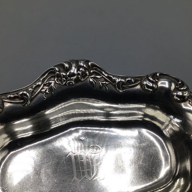 Antique International Silver Co. “W” Monogrammed Sterling Silver Pin Tray For Sale - Image 12 of 12