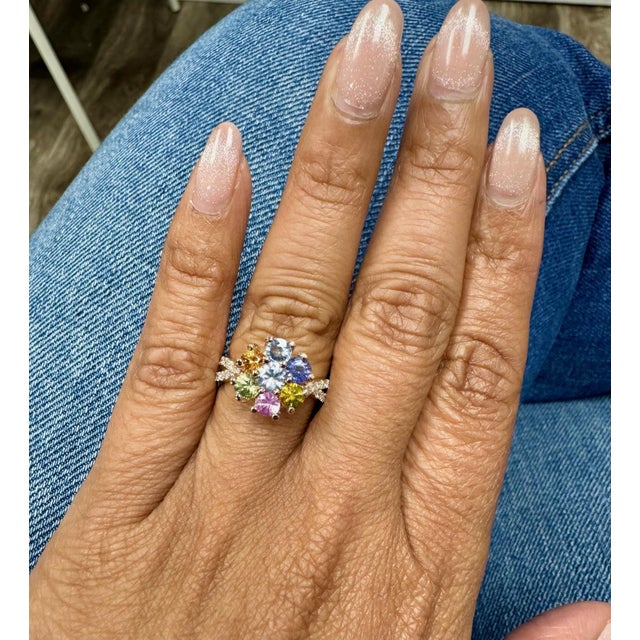 2.23 Carat Sapphire Diamond Rose God Cocktail Ring Size 6.5 For Sale In Los Angeles - Image 6 of 8