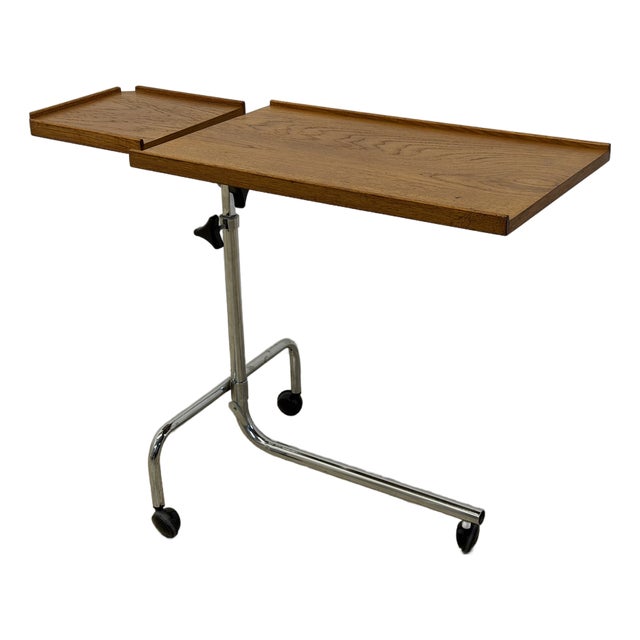 Danecastle Danish Modern Teak and Chrome Adjustable Reading Tray Table, 1970s For Sale