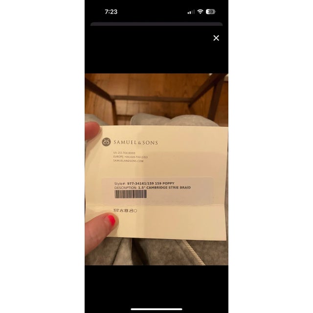 Textile Pair of Schumacher Citrus Garden Window Panels in Color Primary. Custom Trim Added to Inside Portion of the Panel For Sale - Image 7 of 10