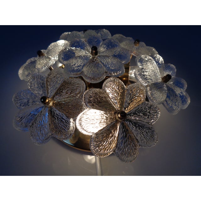 1960s Brass and Crystal Glass Flower Sconces by Ernst Palme for Palwa, 1960s, Set of 2 For Sale - Image 5 of 18