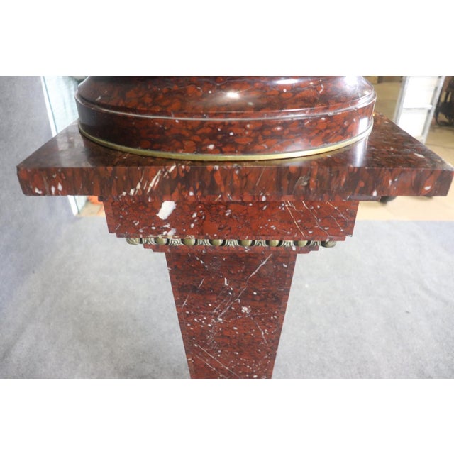 Rouge Marble Pedestal With Bronze E. Piccault Statue For Sale - Image 15 of 18