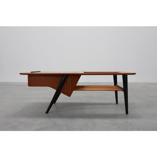 Belgium / 1957 / Coffee table / model 210 “bar” / Alfred Hendrickx / Belform / teak wood, ceramics / Vintage / Mid-century...