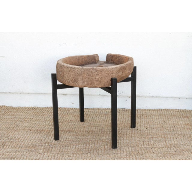 Wood Rustic Modern Antique Bowl Table For Sale - Image 7 of 10