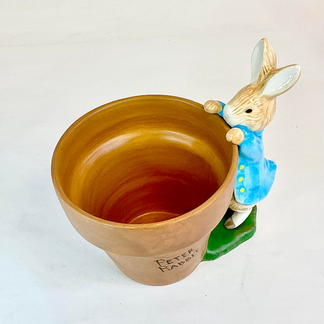 Vintage Boho Chic English Traditional Whimsical Peter Rabbit Planter - Easter For Sale - Image 17 of 17