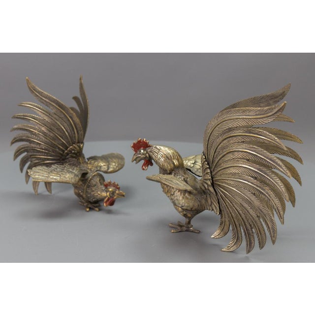 Bronze Sculptures of Fighting Roosters, Japan, 1950s, Set of 2 For Sale - Image 3 of 18